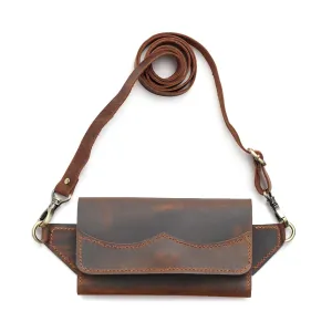 100% Handmade Genuine Leather Crossbody Purse for Women and Men, Personalized Handcrafted Small Handbag with Adjustable Strap, Dark Brown