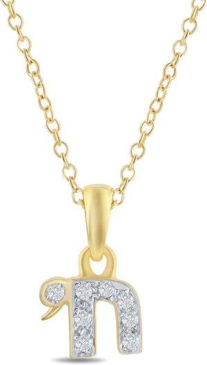 14K Gold 0.04 ct. tw. Chai Judaica Pendant