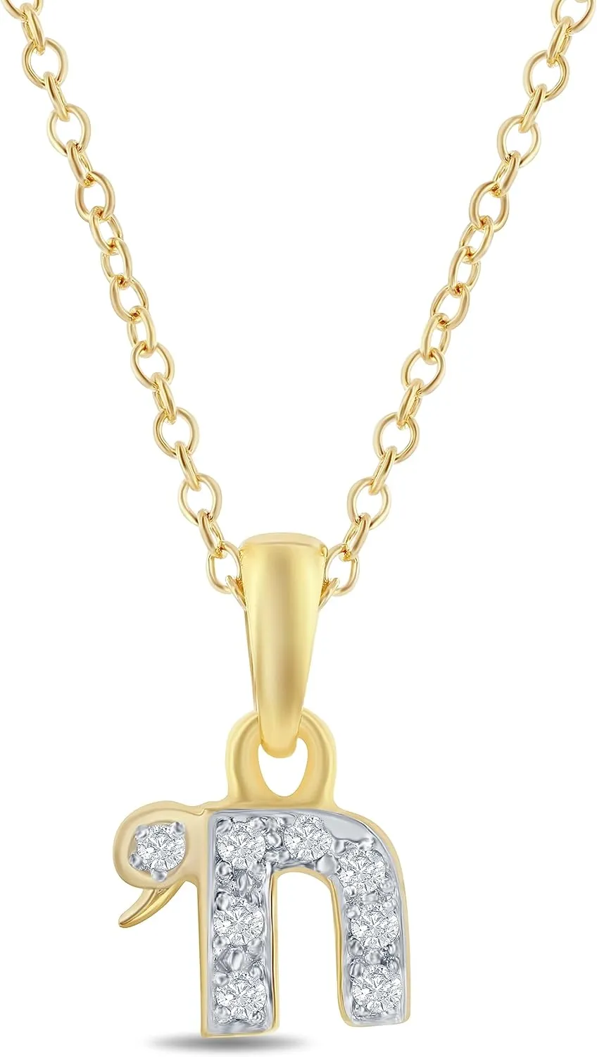 14K Gold 0.04 ct. tw. Chai Judaica Pendant