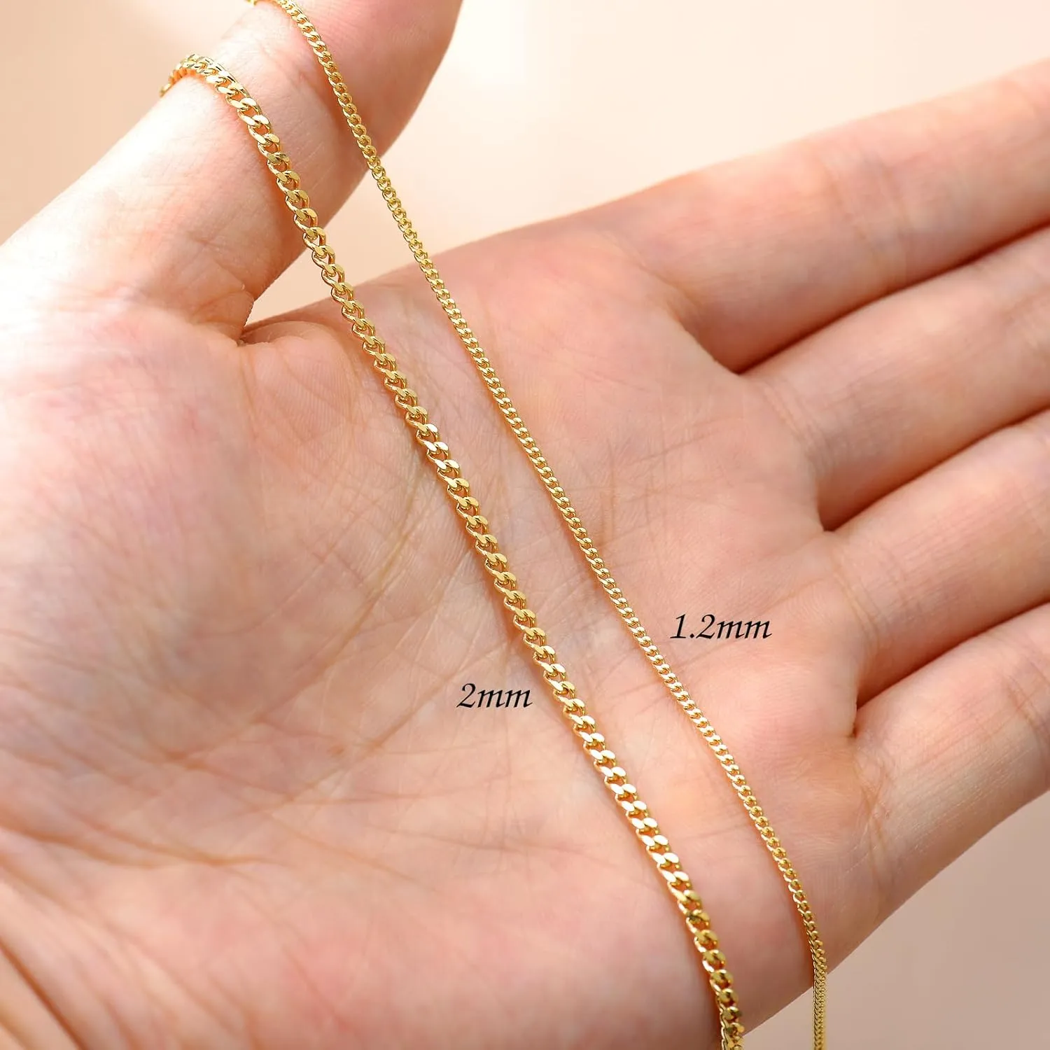 14K Yellow Gold 6-13 Inch 1.2mm-3.2mm Chain Bracelet Anklet for Women, Cuban Link Curb/Rope/Paper Clip/Round Snake/Herringbone/Bead/Water Wave, Thin Gold Chain Bracelet Durable Strong Real 14k Gold Chain Bracelet Anklet