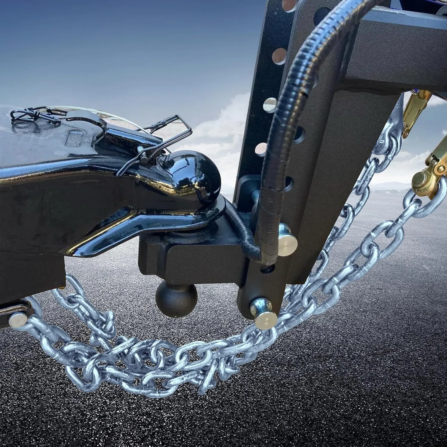 1/4" X 54" Grade 30 Steel Boat Trailer Safety Chain with Spring Clip Hooks 5000 lbs, 2 Pcs (1/4" X 54")