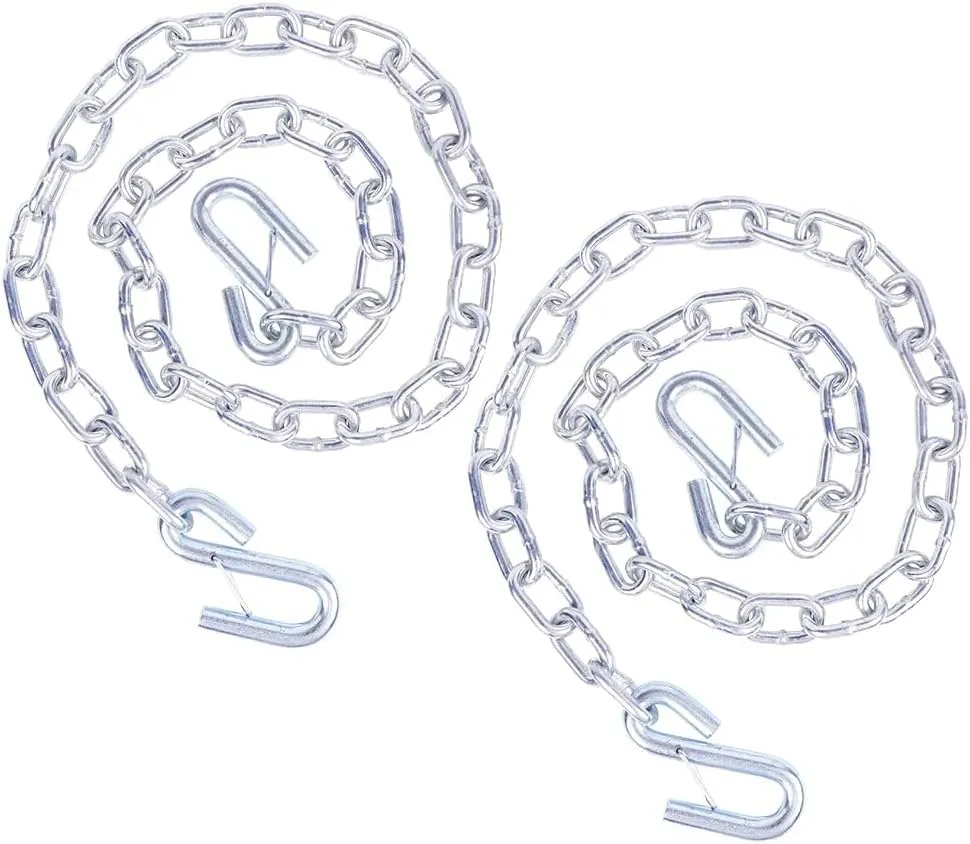 1/4" X 54" Grade 30 Steel Boat Trailer Safety Chain with Spring Clip Hooks 5000 lbs, 2 Pcs (1/4" X 54")