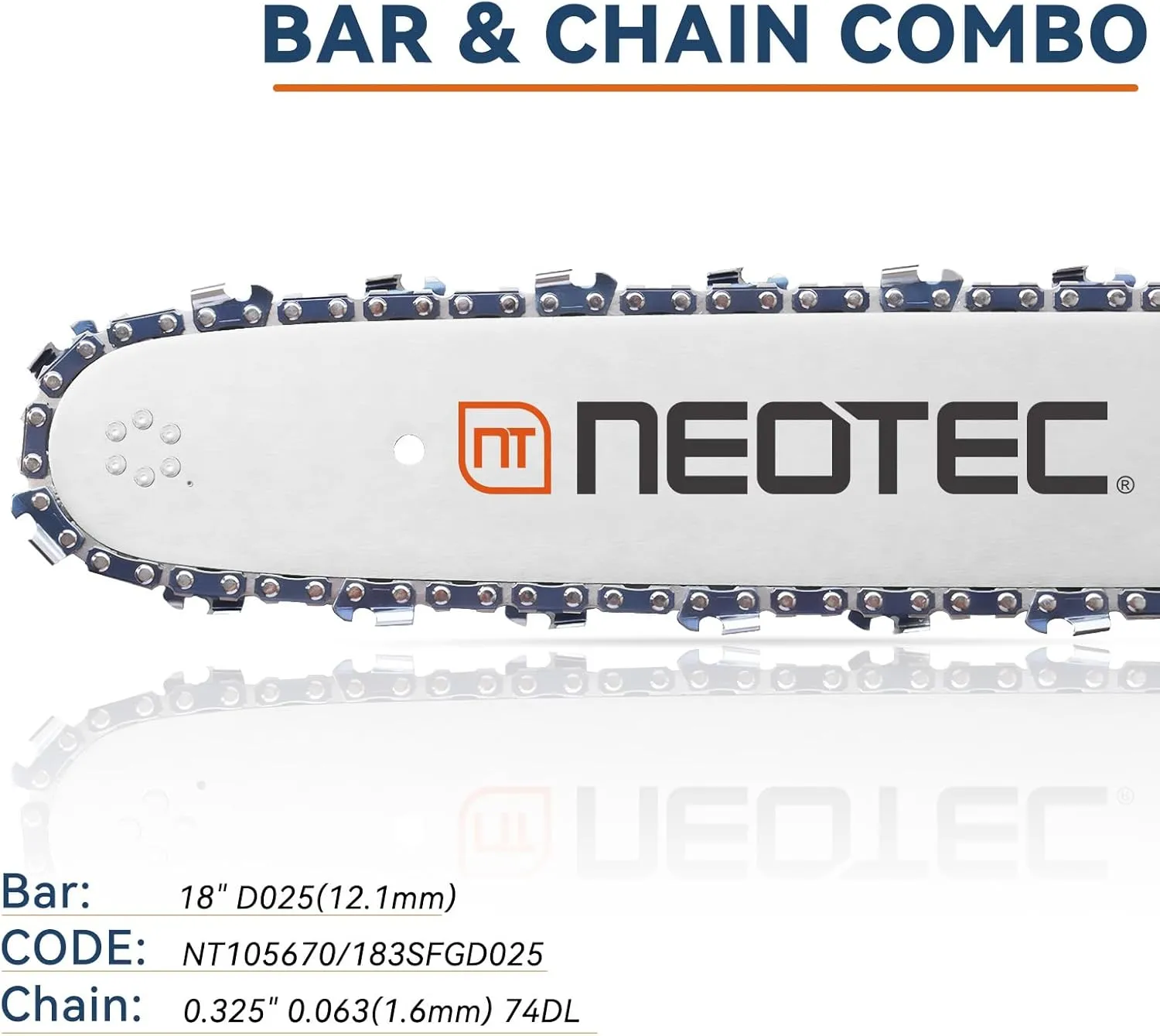 18 inch Replacement Guide Bar 105670 and Chainsaw Chain Combo- 0.063" Gauge,0.325" Pitch, 74 Drive Links Fits for Stihl MS271 and More 26rm374 （183SFGD025)