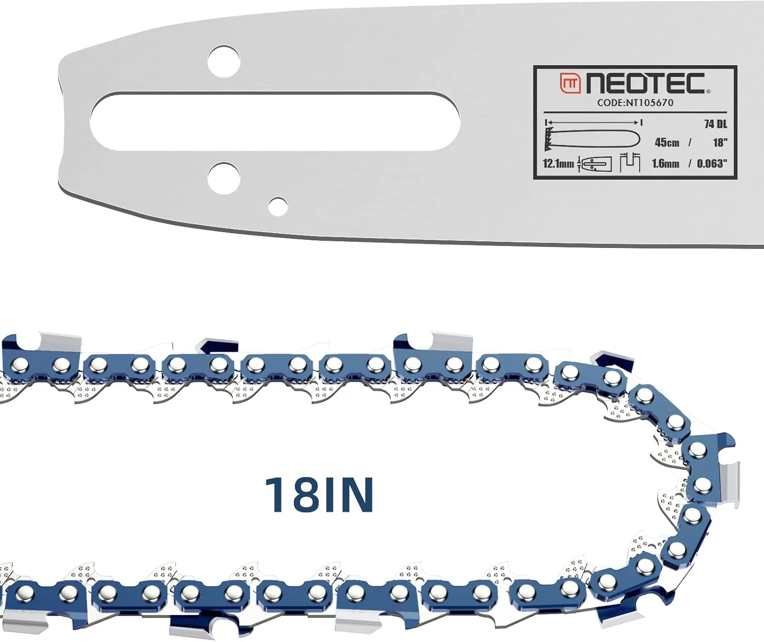 18 inch Replacement Guide Bar 105670 and Chainsaw Chain Combo- 0.063" Gauge,0.325" Pitch, 74 Drive Links Fits for Stihl MS271 and More 26rm374 （183SFGD025)