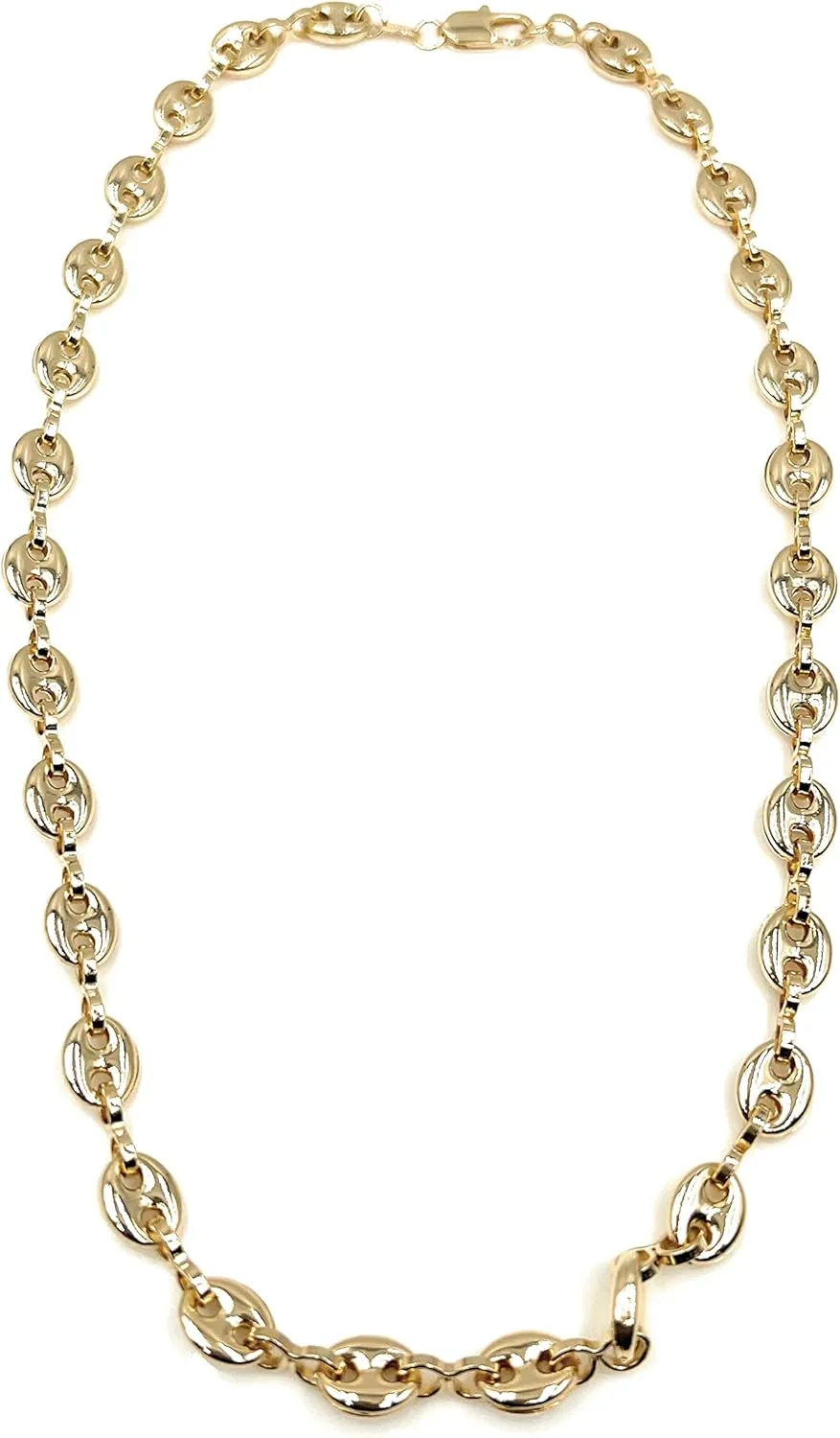 18K Brazilian Gold Plated Puff Mariner Link Chain for Women Fashion Jewelry