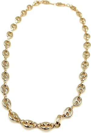 18K Brazilian Gold Plated Puff Mariner Link Chain for Women Fashion Jewelry