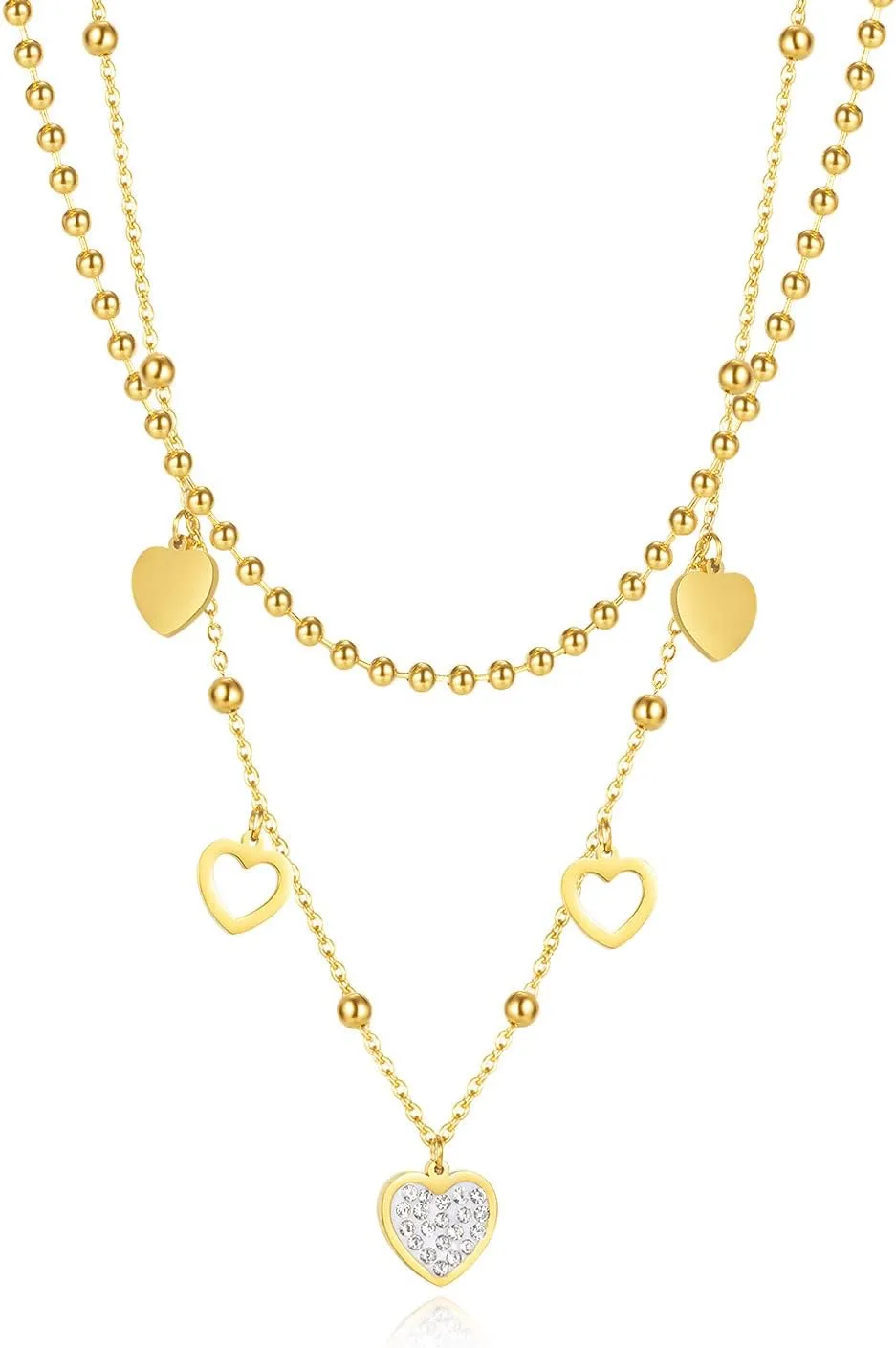18k Gold Lovely Heart Necklace with Diamond Careful Pendant Choke Ring Necklace Gold Love Open Heart Necklace Women Wear Gold Necklace as a Gift for Her (18k, Platinum)