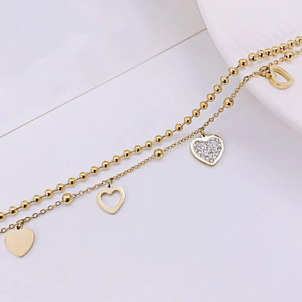 18k Gold Lovely Heart Necklace with Diamond Careful Pendant Choke Ring Necklace Gold Love Open Heart Necklace Women Wear Gold Necklace as a Gift for Her (18k, Platinum)