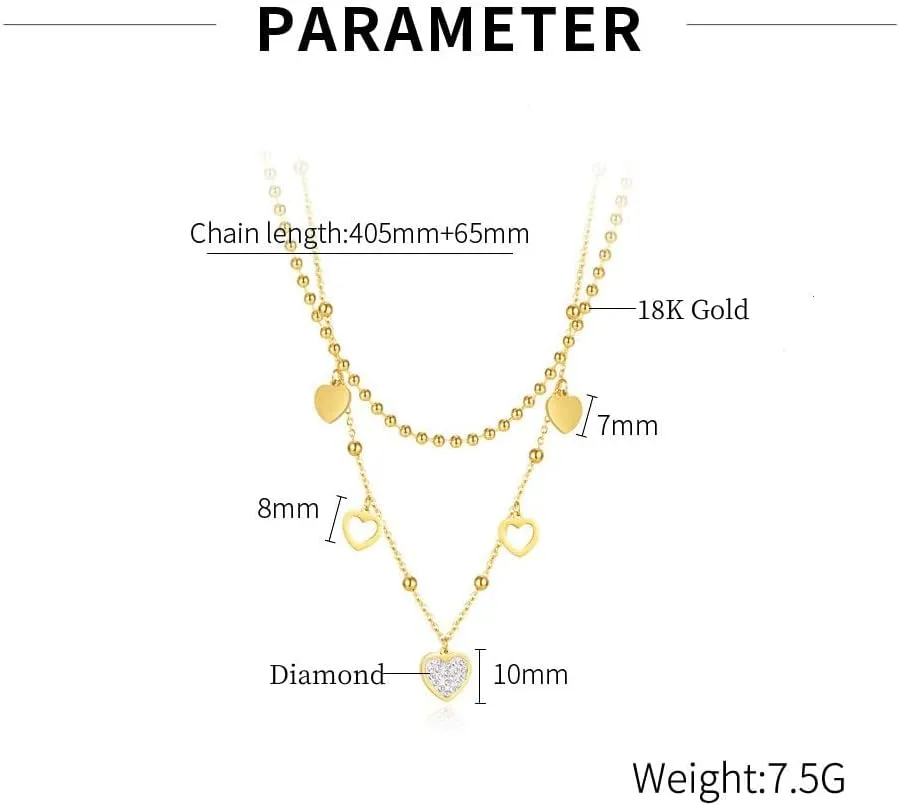 18k Gold Lovely Heart Necklace with Diamond Careful Pendant Choke Ring Necklace Gold Love Open Heart Necklace Women Wear Gold Necklace as a Gift for Her (18k, Platinum)