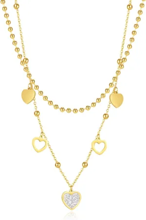 18k Gold Lovely Heart Necklace with Diamond Careful Pendant Choke Ring Necklace Gold Love Open Heart Necklace Women Wear Gold Necklace as a Gift for Her (18k, Platinum)
