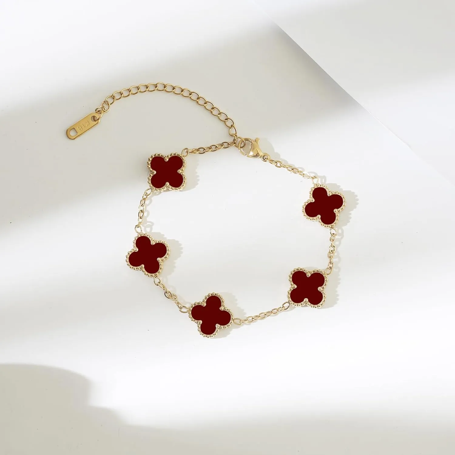 18K Gold Plated Bracelet Gold Clover Bracelet Set for Women Four Leaf Lucky Bracelets Dupes Trendy Jewelry Birthday Gifts for Women