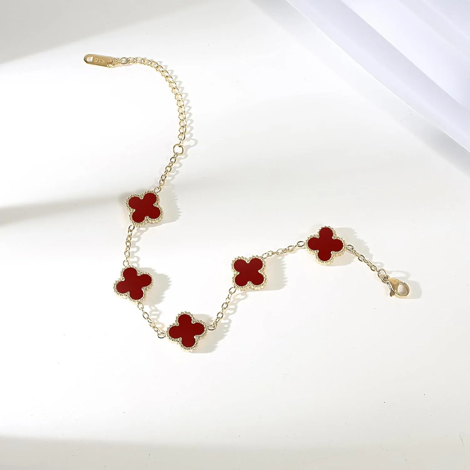 18K Gold Plated Bracelet Gold Clover Bracelet Set for Women Four Leaf Lucky Bracelets Dupes Trendy Jewelry Birthday Gifts for Women