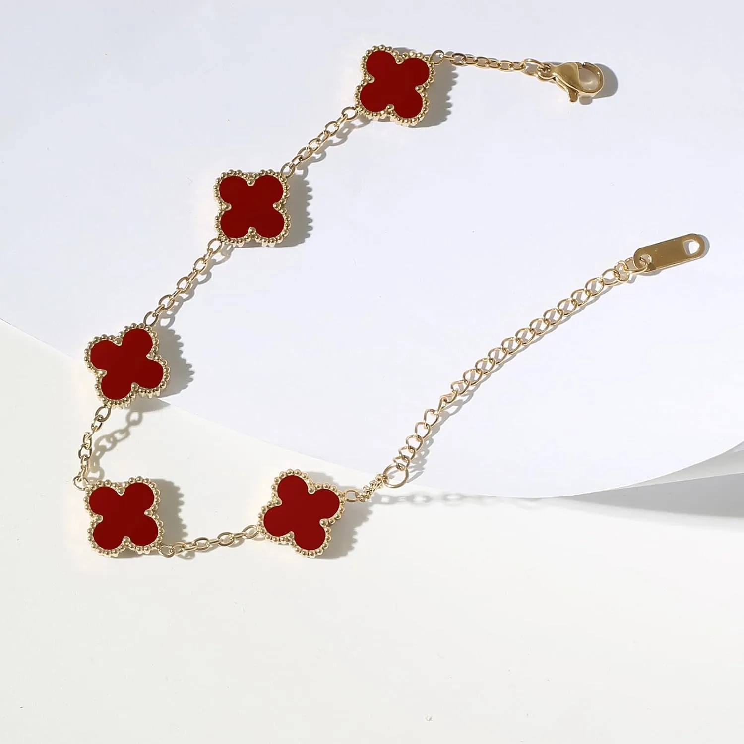 18K Gold Plated Bracelet Gold Clover Bracelet Set for Women Four Leaf Lucky Bracelets Dupes Trendy Jewelry Birthday Gifts for Women