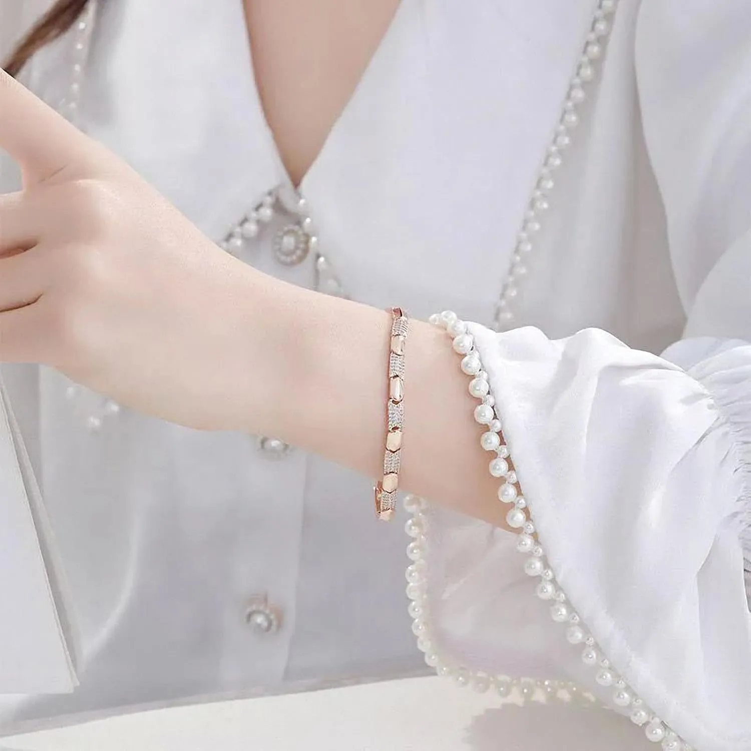 18K Plated Gold Color Mirco Zircon Watch Bracelets for Women Jewelry