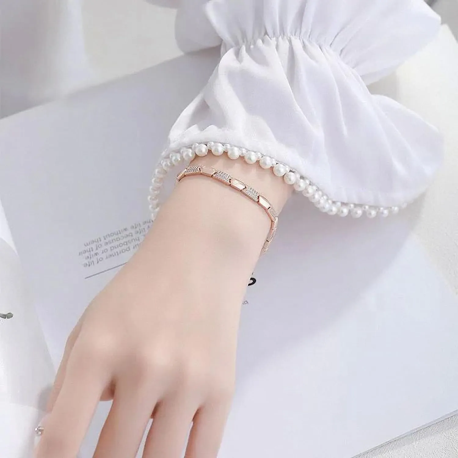 18K Plated Gold Color Mirco Zircon Watch Bracelets for Women Jewelry