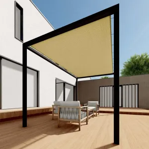 18'x30' Sun Shade Sail Straight Edge with Grommet Rectangle Canopy Awning Fabric Cloth Screen UV Block Heavy Duty Commercial Grade Outdoor Patio Carport (Sand)