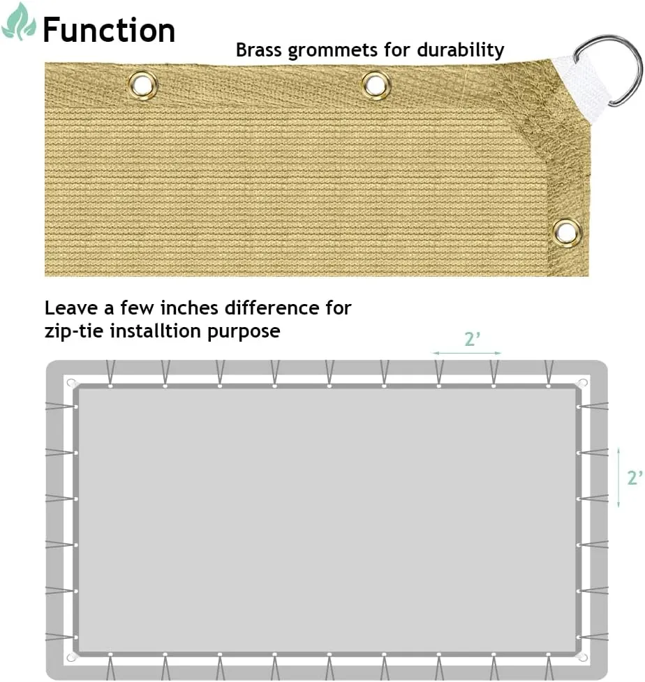 18'x30' Sun Shade Sail Straight Edge with Grommet Rectangle Canopy Awning Fabric Cloth Screen UV Block Heavy Duty Commercial Grade Outdoor Patio Carport (Sand)