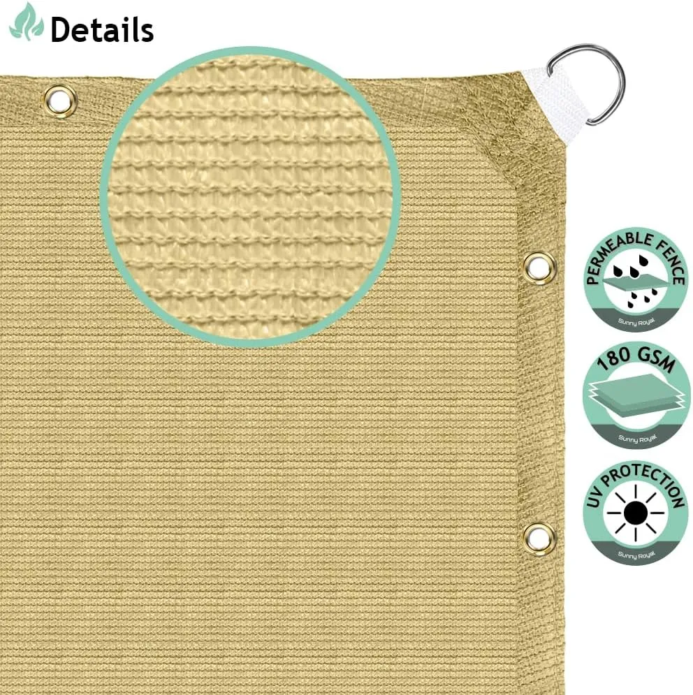 18'x30' Sun Shade Sail Straight Edge with Grommet Rectangle Canopy Awning Fabric Cloth Screen UV Block Heavy Duty Commercial Grade Outdoor Patio Carport (Sand)
