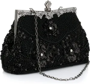 1920s Vintage Beaded Clutch Evening Bags Pearl Flapper Handbag for Women Wedding Party