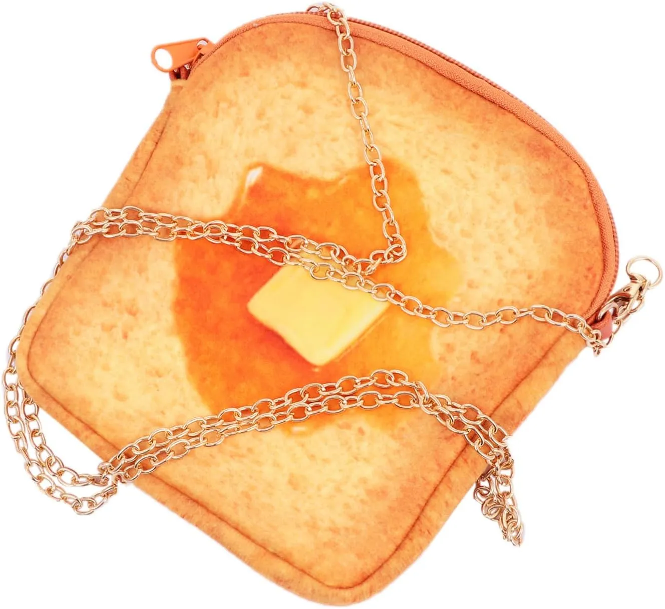 1Pc Toast Shape Chain Shoulder Bag Crossbody Pouch for Sweet Bread Lovers Cute Cloth Design Stylish Portable Accessory for Adults Butter and Honey