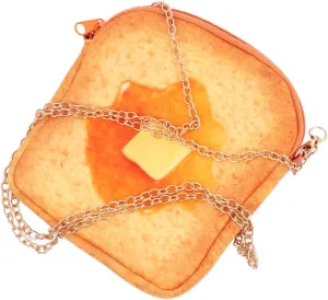 1Pc Toast Shape Chain Shoulder Bag Crossbody Pouch for Sweet Bread Lovers Cute Cloth Design Stylish Portable Accessory for Adults Butter and Honey