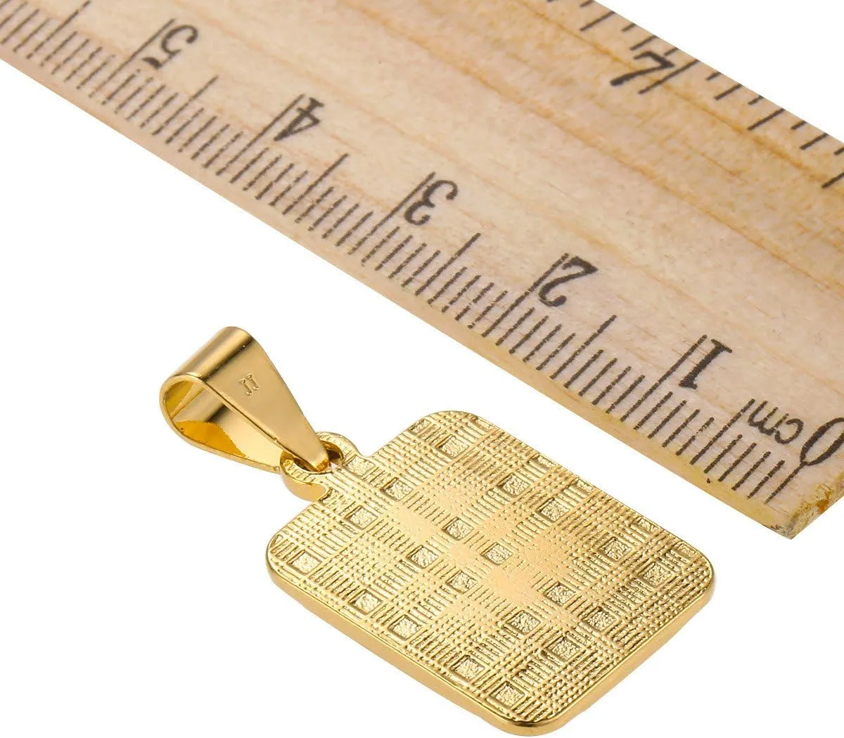26 Gold Plated Square Capital Initial Letter Charm Pendant Necklace for Men Women Box Steel Chain 22inch