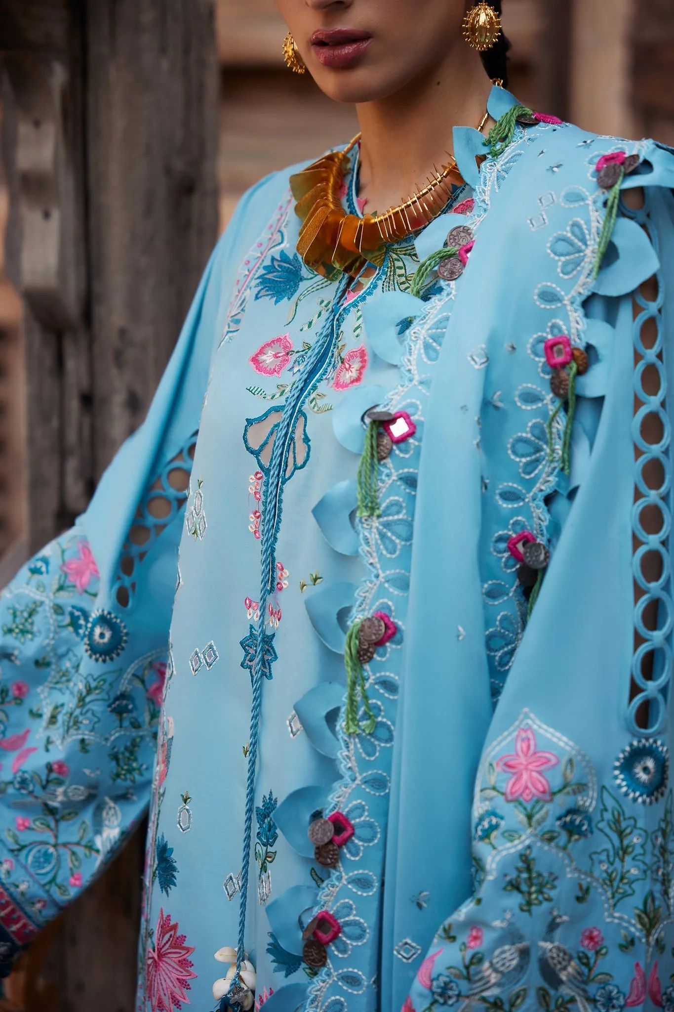 3-PC Unstitched Embroidered Luxury Lawn By Elan | ISLA BLEU (EL25-11 A)