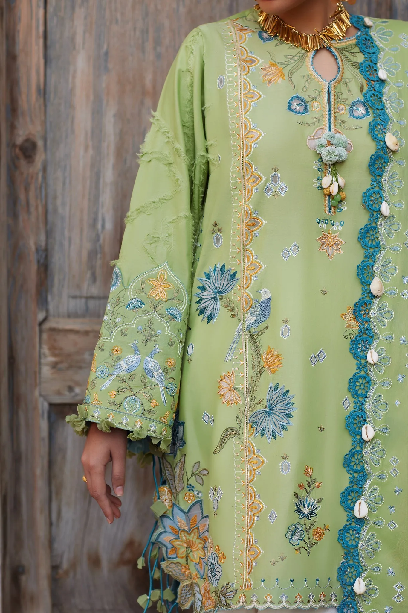 3-PC Unstitched Embroidered Luxury Lawn By Elan | ISLA BLEU (EL25-11 B)