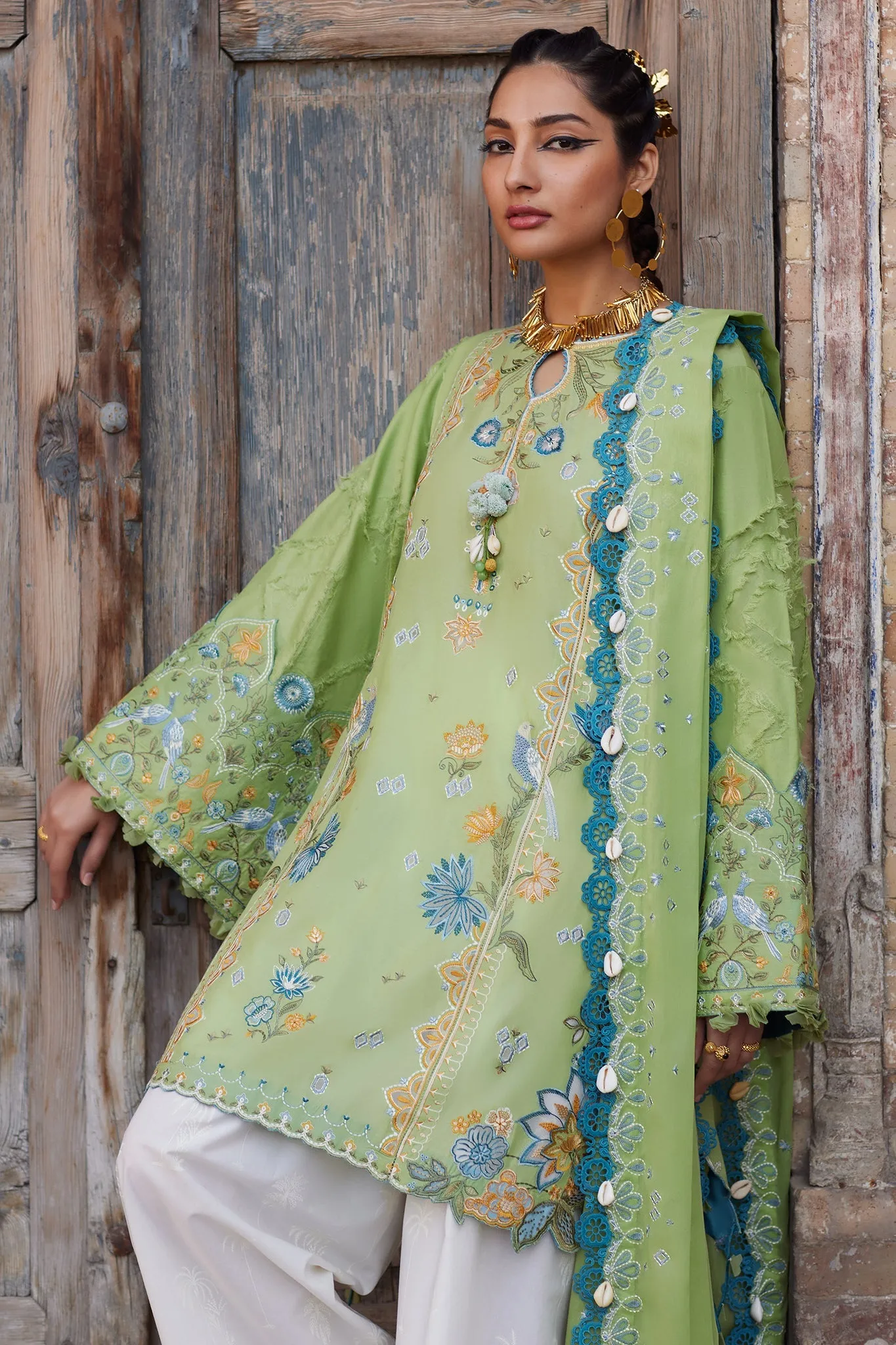 3-PC Unstitched Embroidered Luxury Lawn By Elan | ISLA BLEU (EL25-11 B)