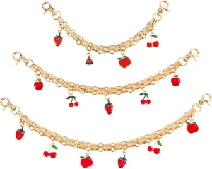 3 Pcs Purse Extender Chain Gold Purse Chain Charm with Fruit Enamel Pendant Bag Charms for Handbags Purses Chains Extender Bag Extenders Chains Purses Strap Extenders