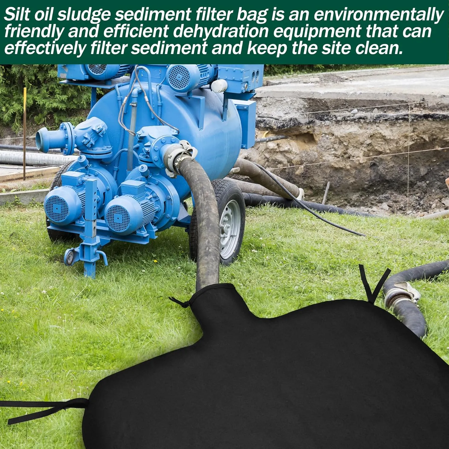 3 x 4ft Dewatering Bags with Drawstring Extra Large Dewatering Filter Bag Silt Oil Sludge Sediment Filter Bag Non Woven Geotextile Fabric Filter Bags for Construction Sites Dredging