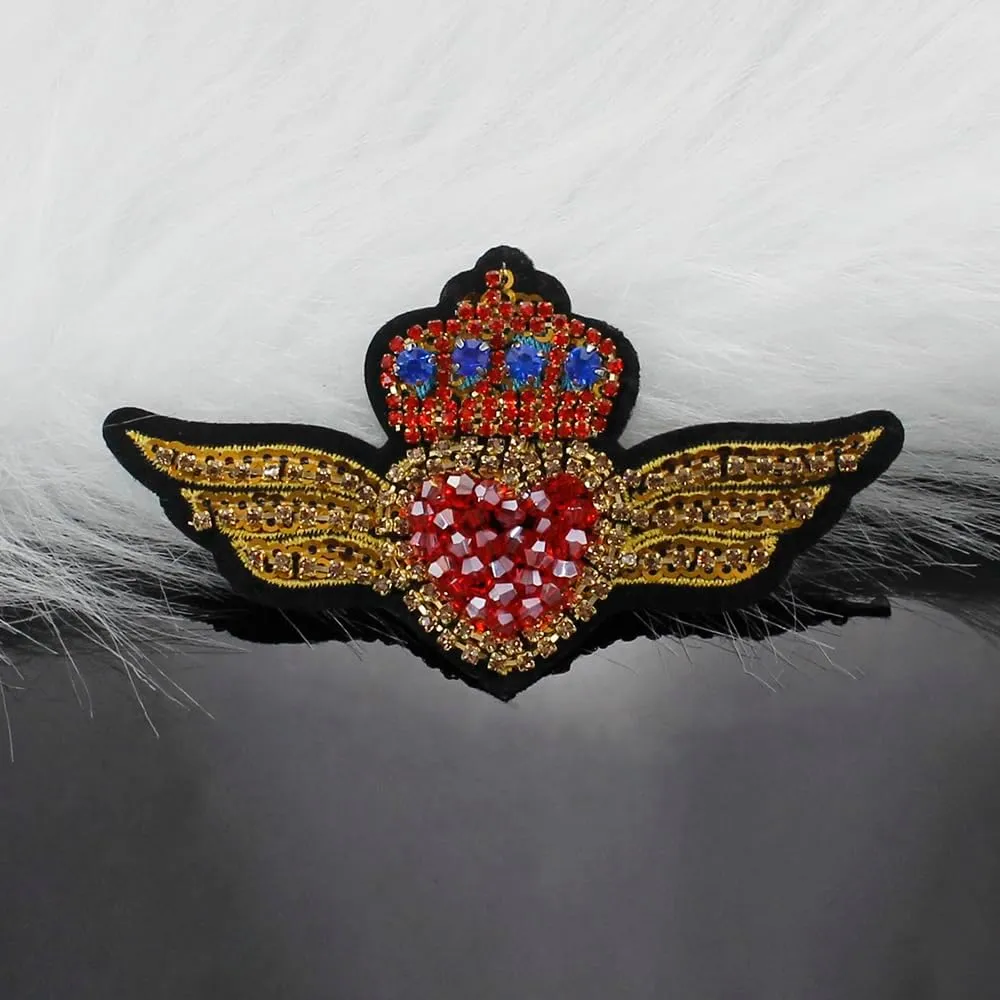 3pcs Beaded Rhinestone Heart Patches Sew On Patches for Jackets Embroidery Bead Patch Heart Applique Patches for Clothing Dress Jackets Handbag Shoes DIY Decoration (NO.7)
