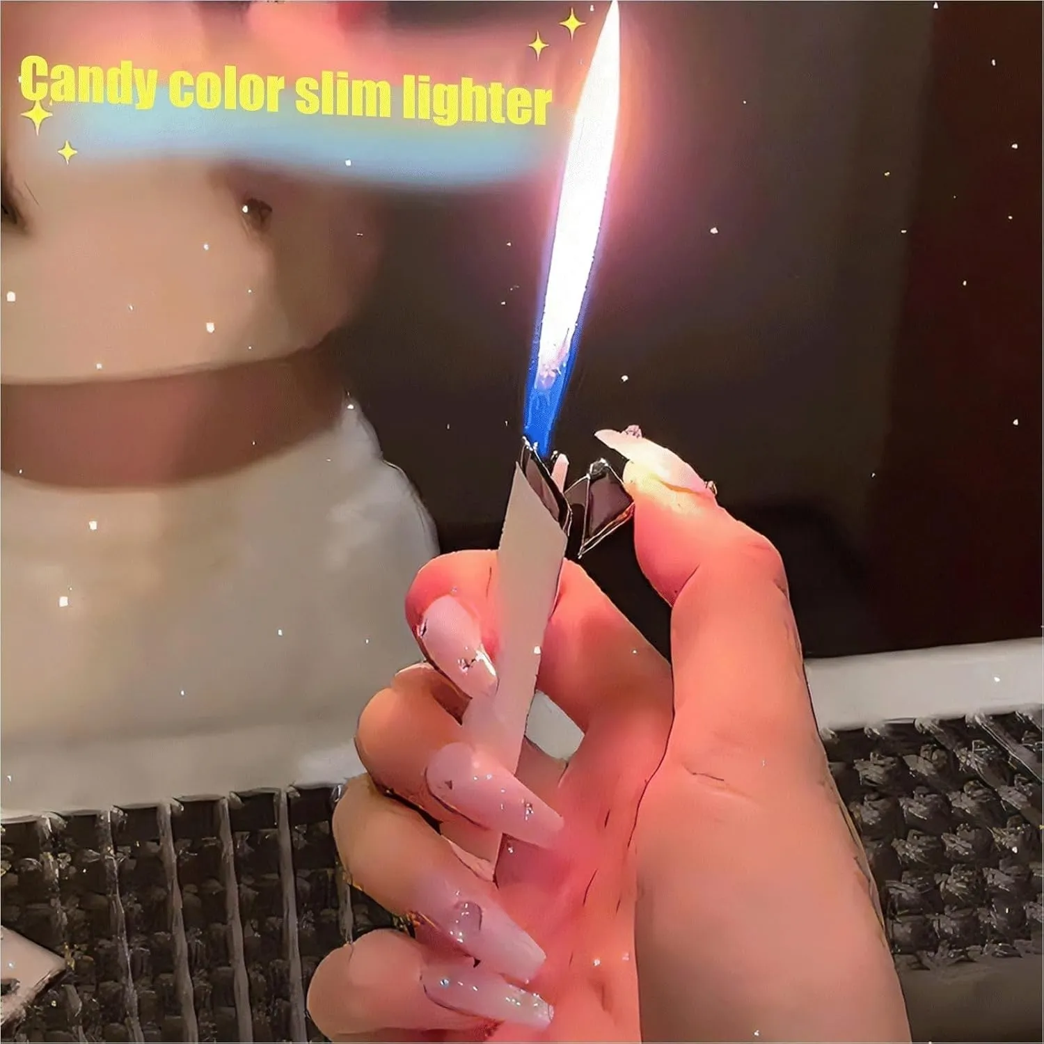 4pcs Pocket Lighters Thin Metal Lighters Refillable Butane Lighter【Butane Not Included】,Soft Flame Lighter, Gifts for Men, Women(Color:Pink)