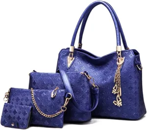 4pcs Top-handle Handbag Satchel for Women PU Printing Tote Purse Shoulder Bag Clutch Card Holder