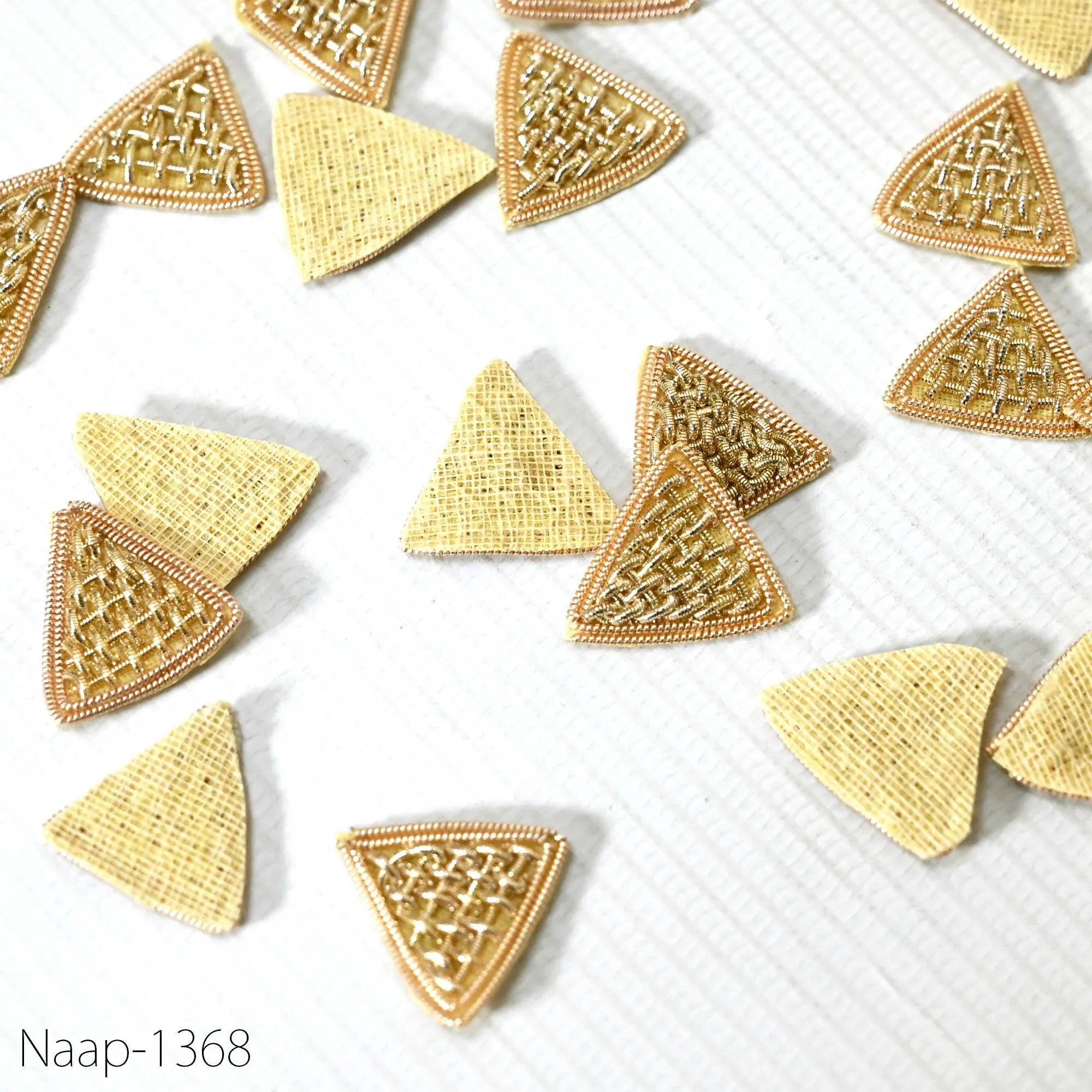 50 Pc Handmade Appliques and Patches 2 cm Triangle Zardozi Indian Sewing Dresses Handcrafted Beaded Patch for Crafting Supply Embellishment