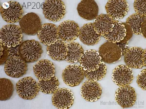 50 pc Handmade Zardozi Appliques, Indian Sewing Patches Sequin, Wedding Dresses Handcrafted Exclusive Patch DIY Craft Supply Embellishments
