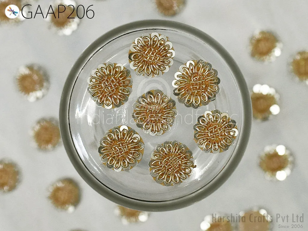 50 pc Handmade Zardozi Appliques, Indian Sewing Patches Sequin, Wedding Dresses Handcrafted Exclusive Patch DIY Craft Supply Embellishments