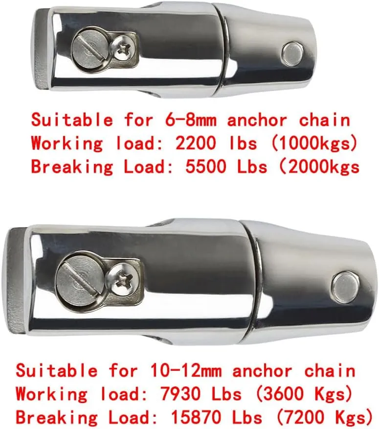 6-8 mm or 10-12mm Boats Anchor Chain Swivel Connector Stainless Steel 316 Marine Hardware Boats Anchor Chain Joint Connector