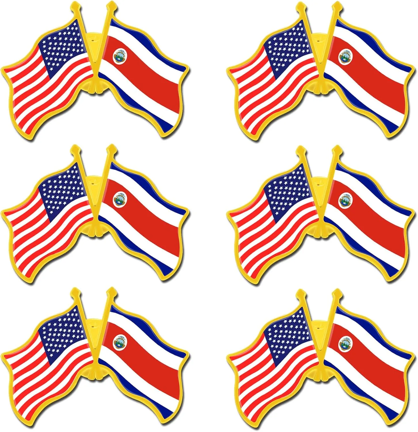 6/12/50/100 Pack -American Costa Rica Friendship Flag Pins Bulk -1.4” Metal US USA Costa Rica Lapel Pins Badge Button Souvenir