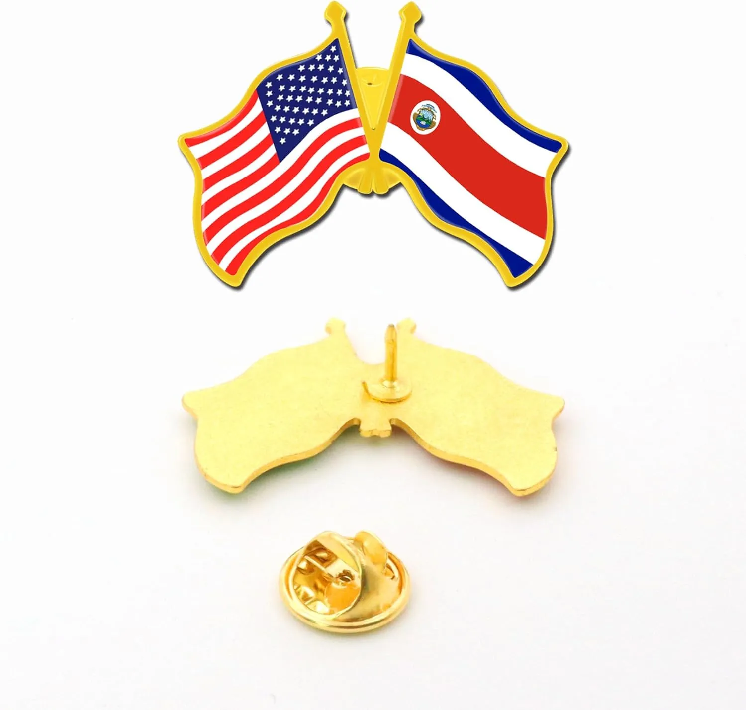 6/12/50/100 Pack -American Costa Rica Friendship Flag Pins Bulk -1.4” Metal US USA Costa Rica Lapel Pins Badge Button Souvenir