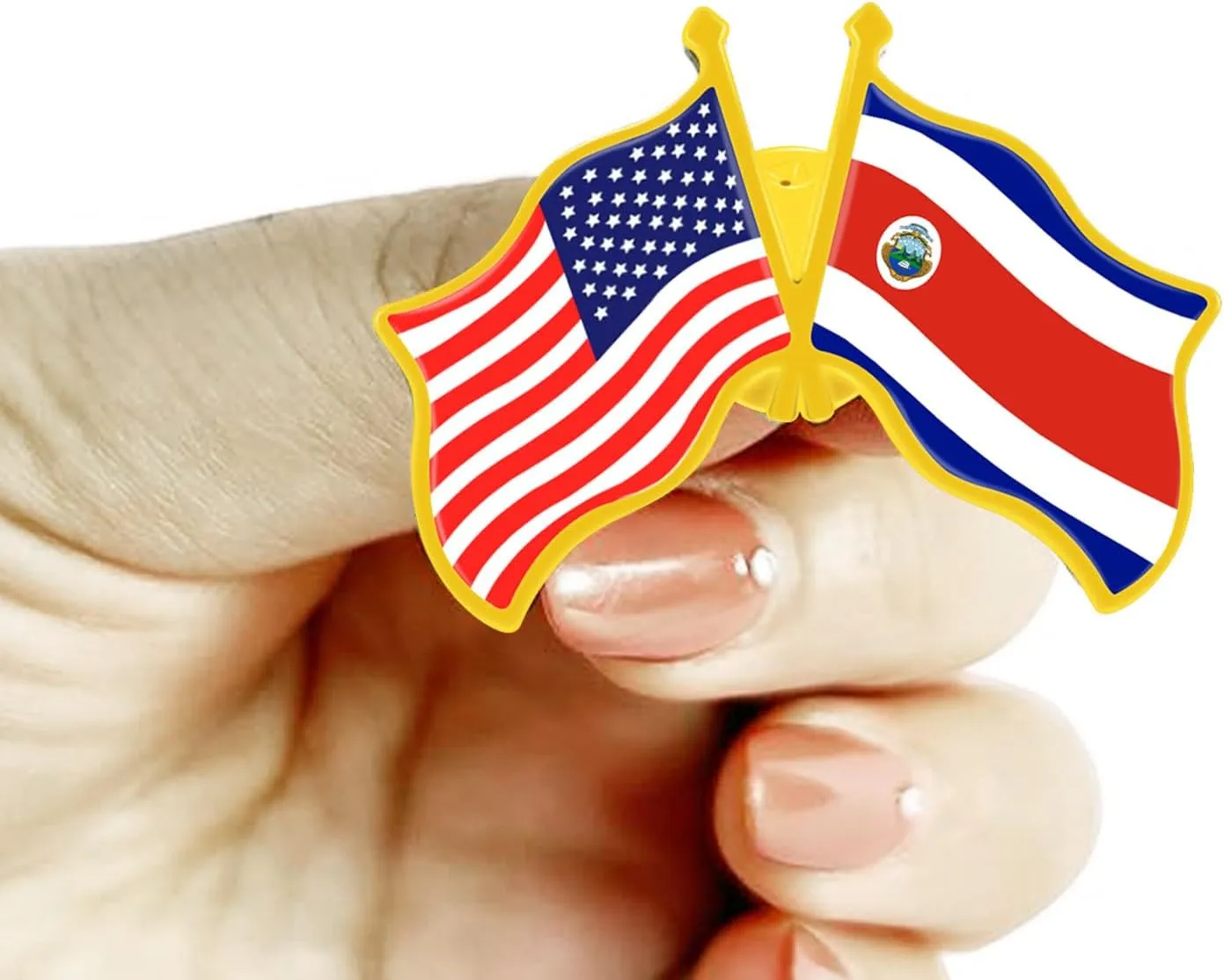 6/12/50/100 Pack -American Costa Rica Friendship Flag Pins Bulk -1.4” Metal US USA Costa Rica Lapel Pins Badge Button Souvenir