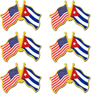 6/12/50/100 Pack -American Cuban Friendship Flag Pins Bulk -1.4” Metal US USA Cuba Lapel Pins Badge Button Button Souvenir