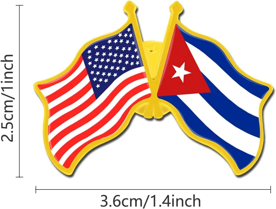 6/12/50/100 Pack -American Cuban Friendship Flag Pins Bulk -1.4” Metal US USA Cuba Lapel Pins Badge Button Button Souvenir