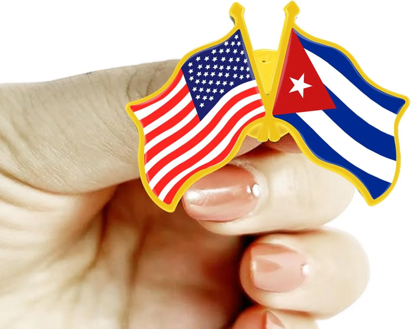 6/12/50/100 Pack -American Cuban Friendship Flag Pins Bulk -1.4” Metal US USA Cuba Lapel Pins Badge Button Button Souvenir