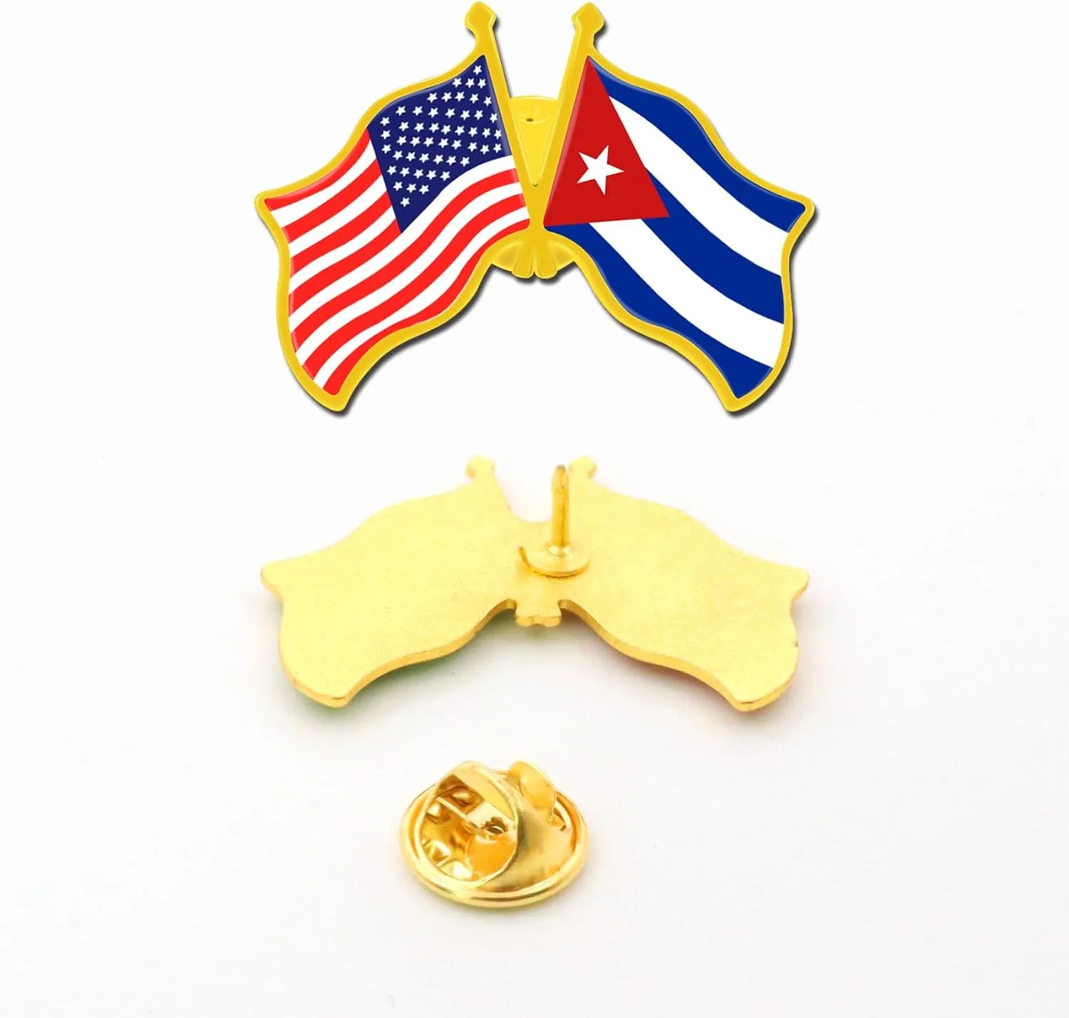 6/12/50/100 Pack -American Cuban Friendship Flag Pins Bulk -1.4” Metal US USA Cuba Lapel Pins Badge Button Button Souvenir