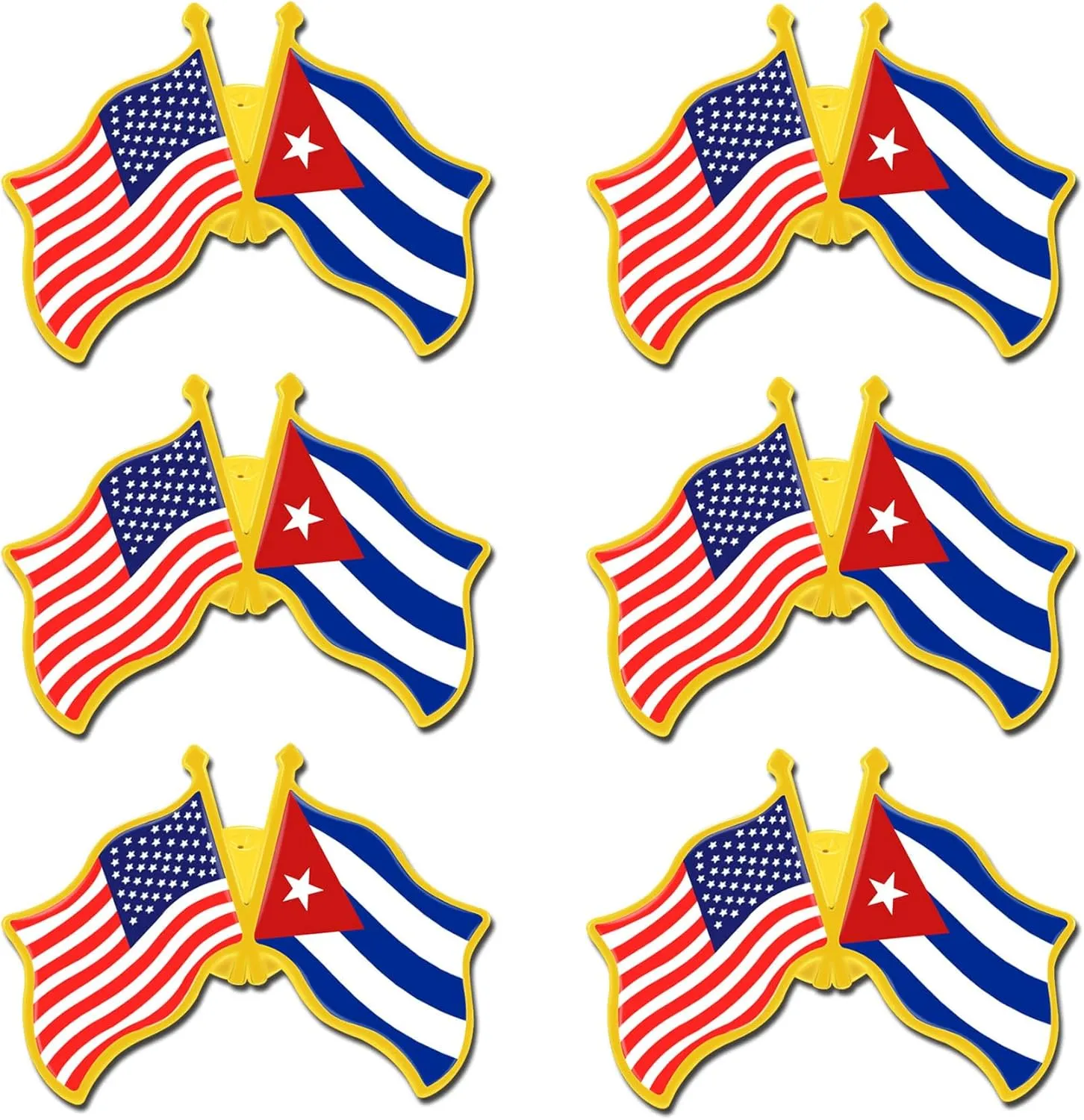 6/12/50/100 Pack -American Cuban Friendship Flag Pins Bulk -1.4” Metal US USA Cuba Lapel Pins Badge Button Button Souvenir