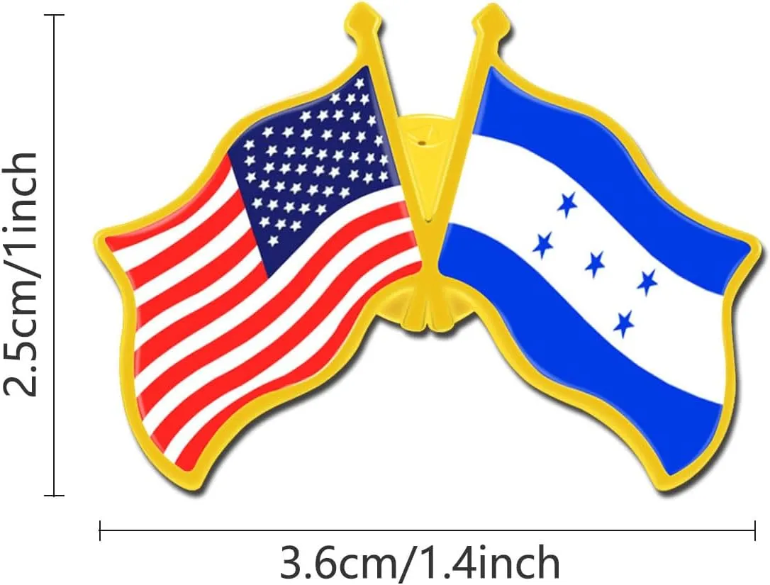 6/12/50/100 Pack -American Honduras Friendship Flag Pins Bulk -1.4” Metal US USA Honduran Lapel Pins Badge Button Button Souvenir