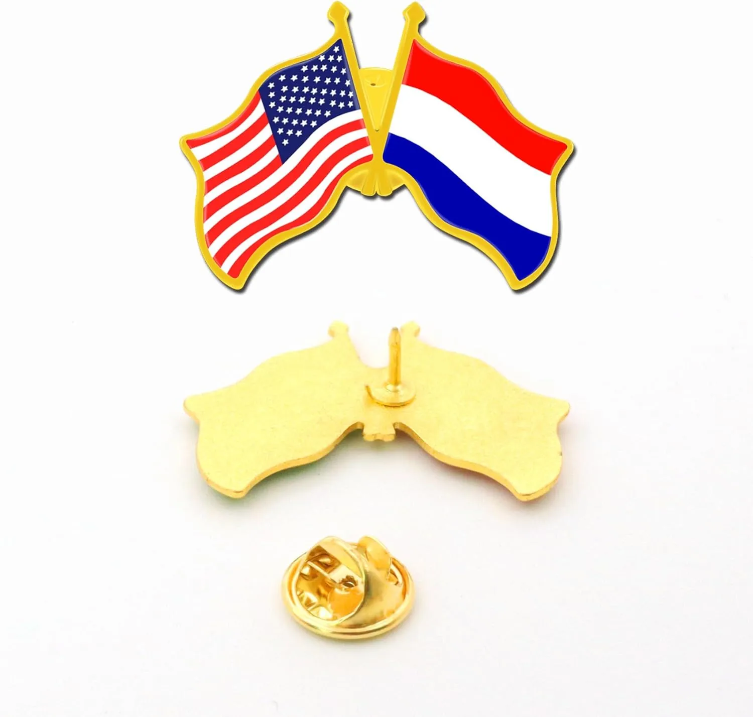 6/12/50/100 Pack -American Netherlands Friendship Flag Pins Bulk -1.4” Metal US USA Dutch Lapel Pins Badge Button Souvenir