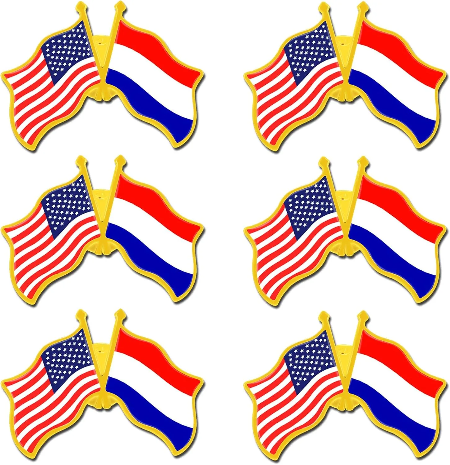 6/12/50/100 Pack -American Netherlands Friendship Flag Pins Bulk -1.4” Metal US USA Dutch Lapel Pins Badge Button Souvenir