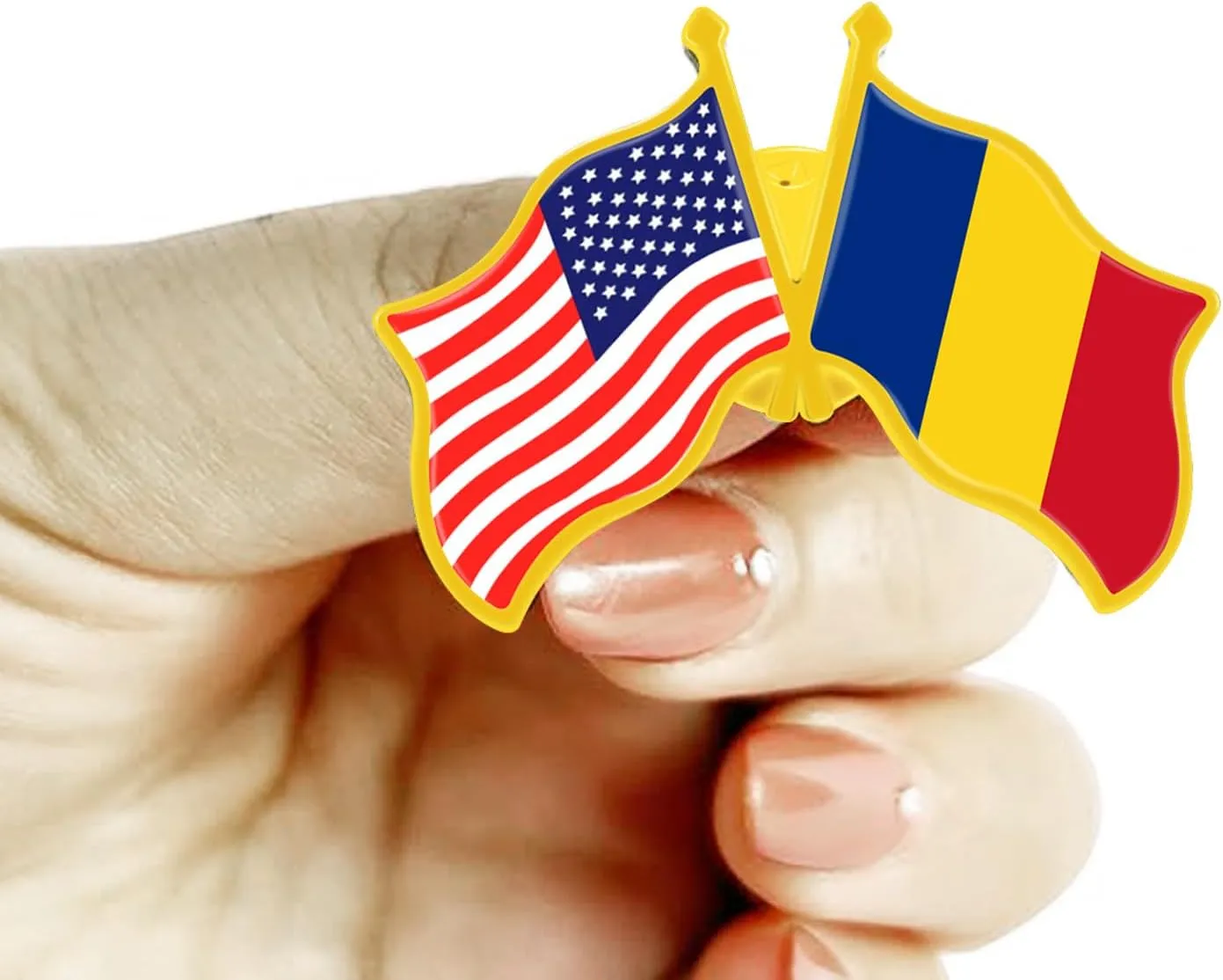 6/12/50/100 Pack -American Romania Friendship Flag Pins Bulk -1.4” Metal US USA Romanian Lapel Pins Badge Button Souvenir